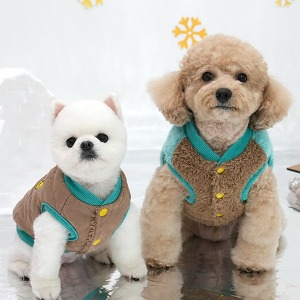 강아지 패딩 조끼 푸들 중형견 반려견 겨울옷 깔깔이 피너츠 웨이브 양면 패딩 S